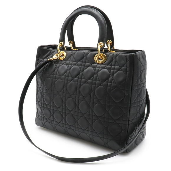Dior Leather  Black Cannage Christian 2WAY Handbag Red - Picture 1 of 9